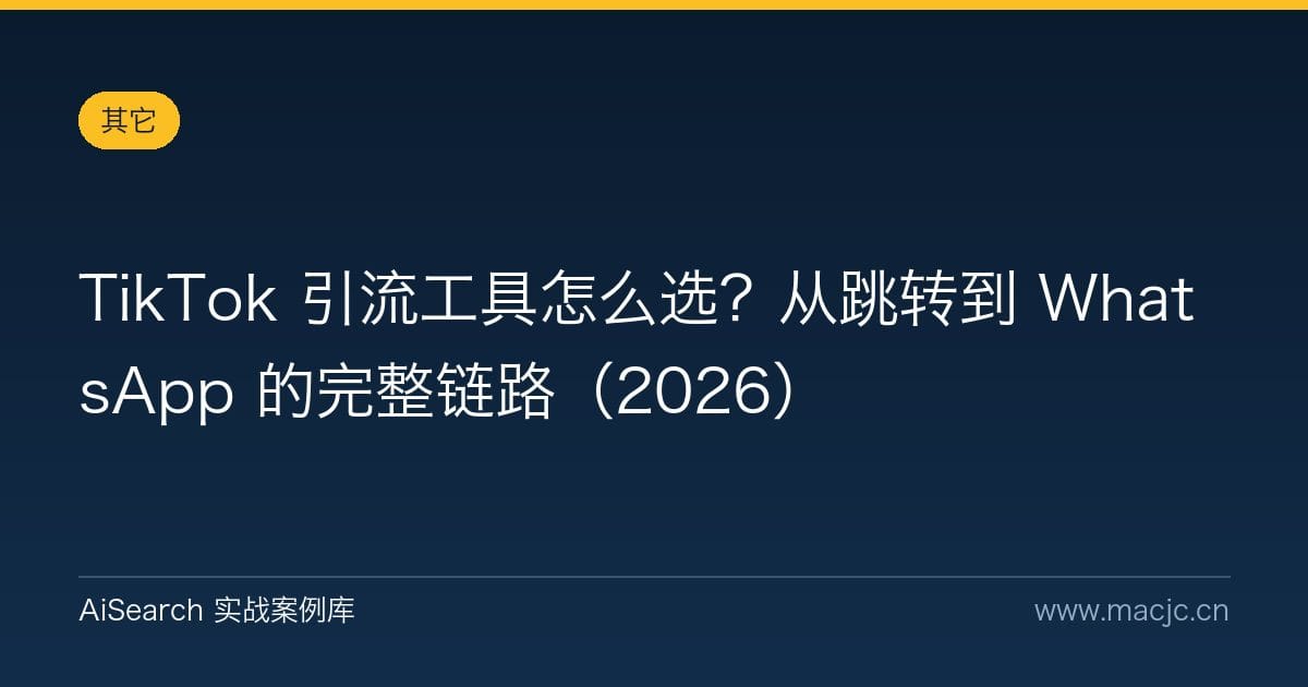 TikTok 引流工具怎么选？从跳转到 WhatsApp 的完整链路（2026）