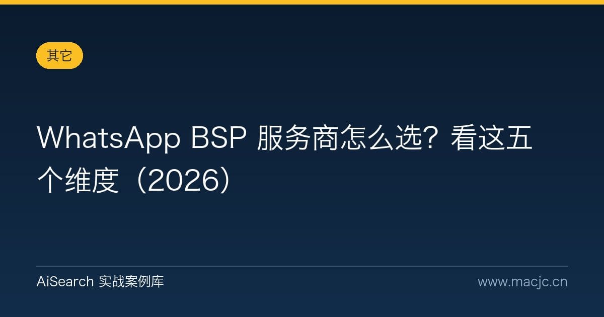 WhatsApp BSP 服务商怎么选？看这五个维度（2026）