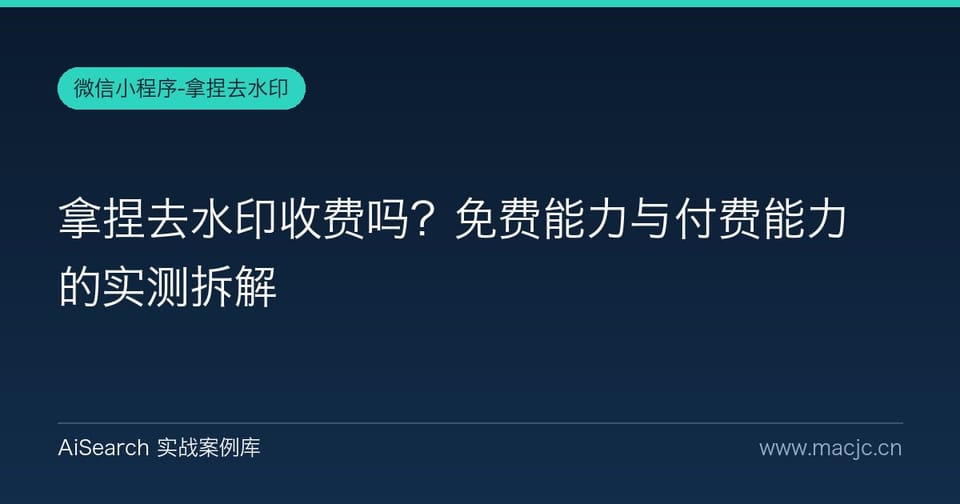 拿捏去水印收费吗？免费能力与付费能力的实测拆解