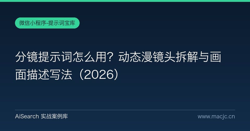 分镜提示词怎么用？动态漫镜头拆解与画面描述写法（2026）